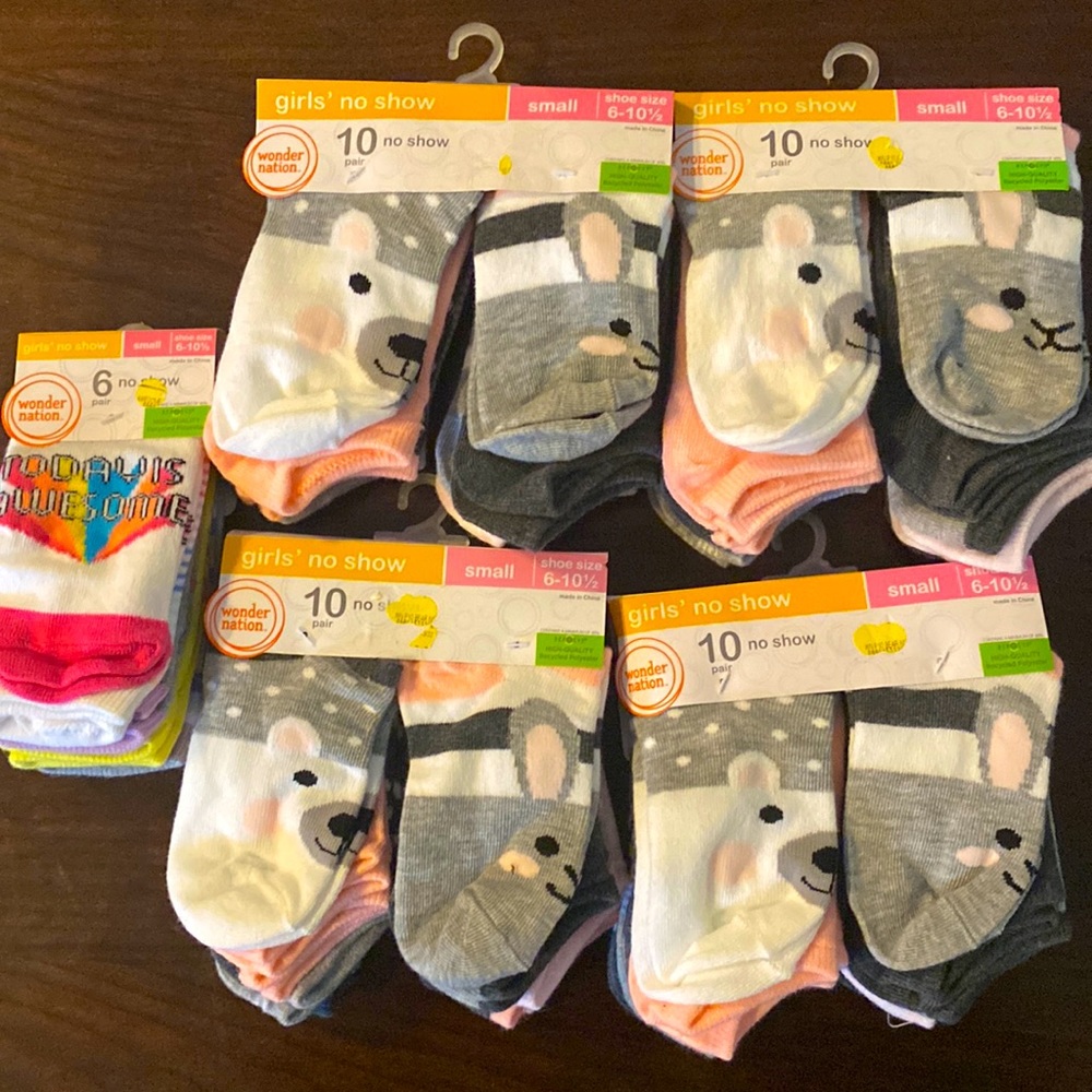 NEW GIRLS NO SHOW SOCK LOT 6-10 1/2